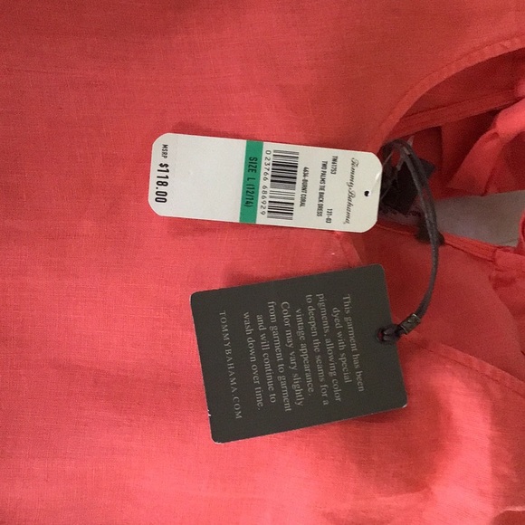 Linen halter dress, ties at the back of neck, soft orange color - Picture 3 of 7